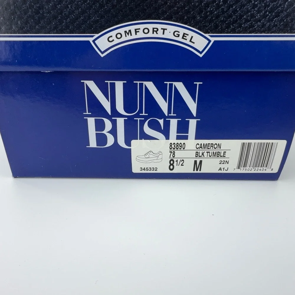 Nunn Bush Cameron Black Tumble Leather Comfort Gel Oxford Shoes‎ Mens 8.5M NIB